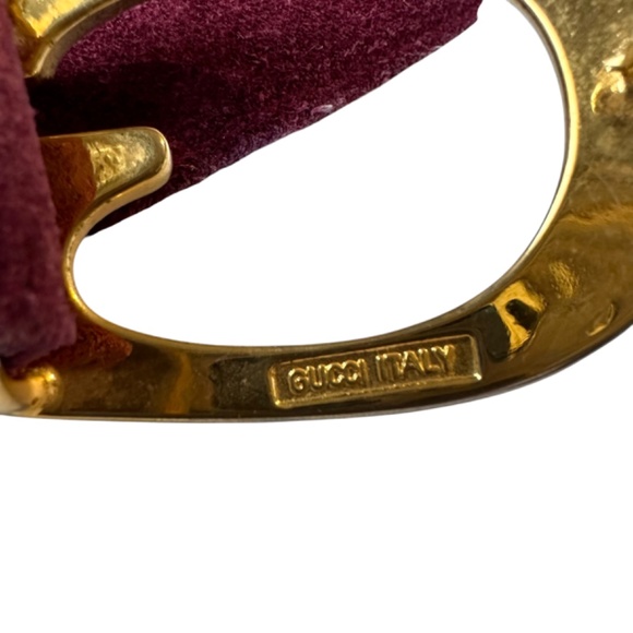 Vintage Genuine GUCCI Plum Suede Belt With Gold G Logo Buckle 75 30 main image 11